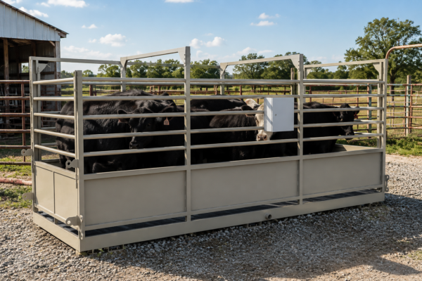 Cattle loaded on a US-CT60 trailer scale